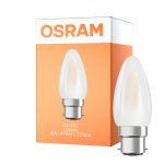 Osram LED B22D Kerte filament matt 4W 470lm - 827 ekstra varm hvid | erstatter 40W